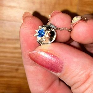 Sterling silver, diamond and tanzanite tie pin